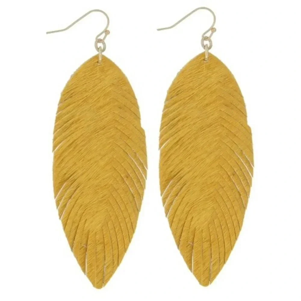 narrow feather earrings